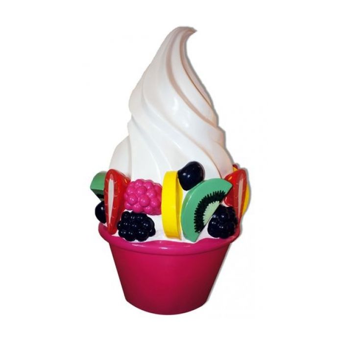Frozen Joghurt im pinken Becher vergrößert Deko- & Werbefigur