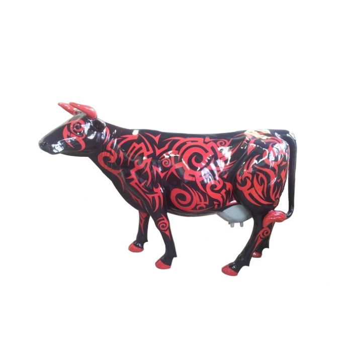 Designerkuh Tribal in Schwarz lebensgroß Deko- & Werbefigur