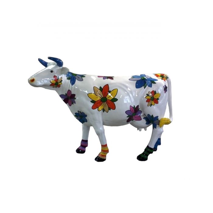 Designerkuh mit Blumen lebensgroß Deko- & Werbefigur