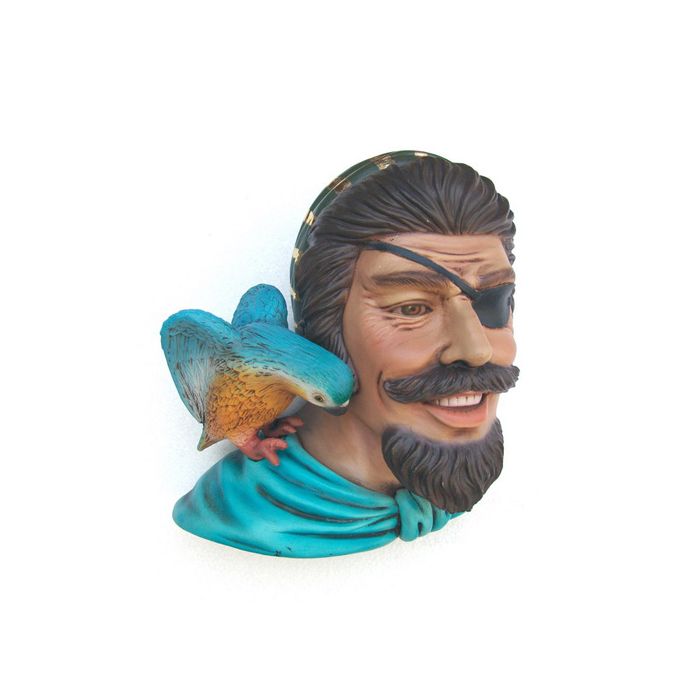 Piratenkopf mit Papagei lebensgroß Dekorationsfigur