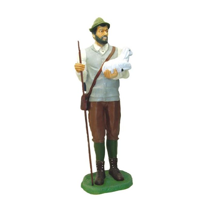 Schäfer mit Lamm lebensgroß Dekorationsfigur