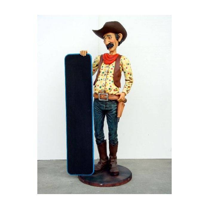 Cowboy mit Menütafel lebensgroß Deko- & Werbefigur