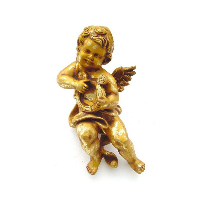 Engelputto mit Harfe verkleinert Dekorationsfigur
