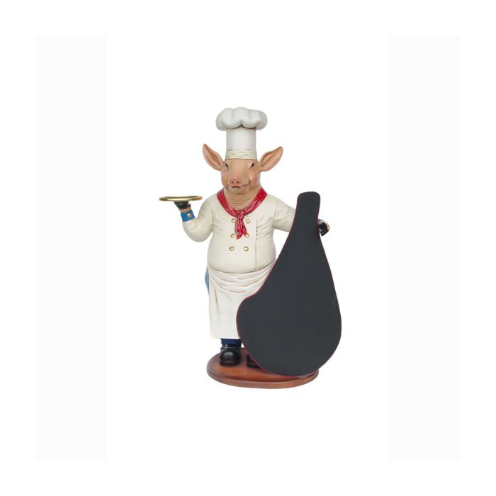 Kochschwein mit Tafel lebensgroß Deko- & Werbefigur