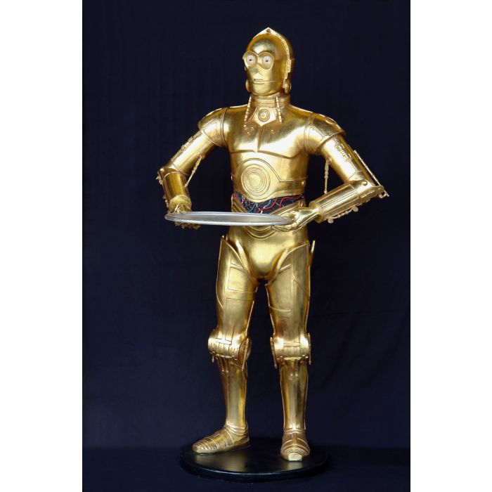 Android als Butler in Gold lebensgroß Dekorationsfigur
