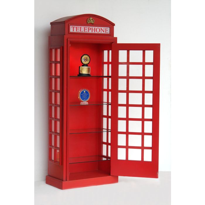 Halbe Londoner Telefonzelle als Wandvitrine lebensgroß Diverse Dekoelemente, Aufbewahrung