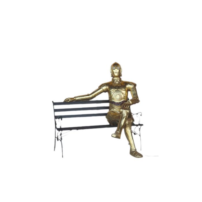 goldener Android sitzend lebensgroß Dekorationsfigur
