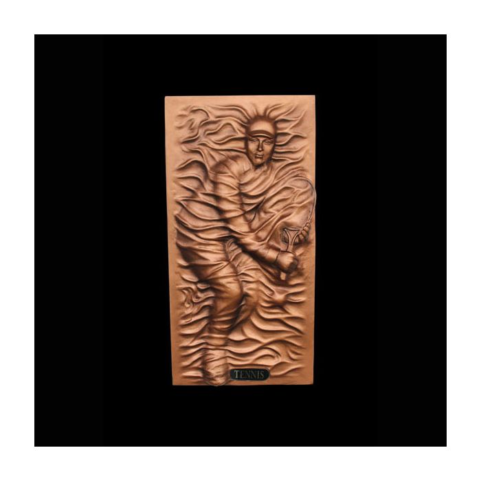 Tennisspieler als bronzefarbende Wandtafel verkleinert Diverse Dekoelemente