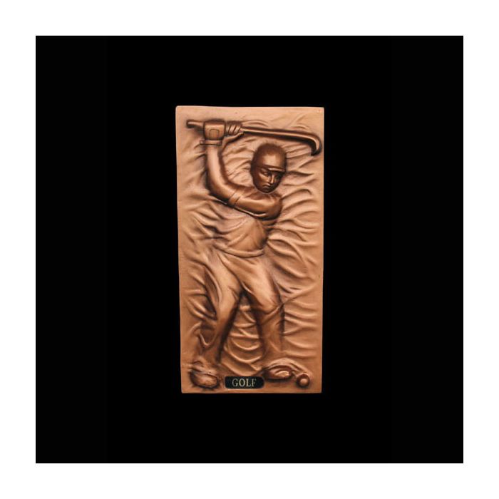 Golfer als bronzefarbende Wandtafel verkleinert Diverse Dekoelemente