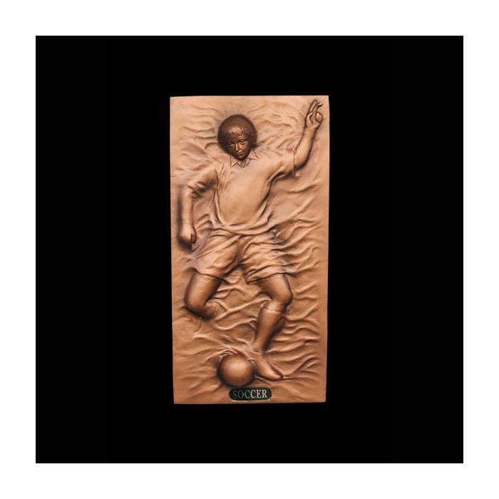 Fußballspieler als bronzefarbende Wandtafel verkleinert Diverse Dekoelemente