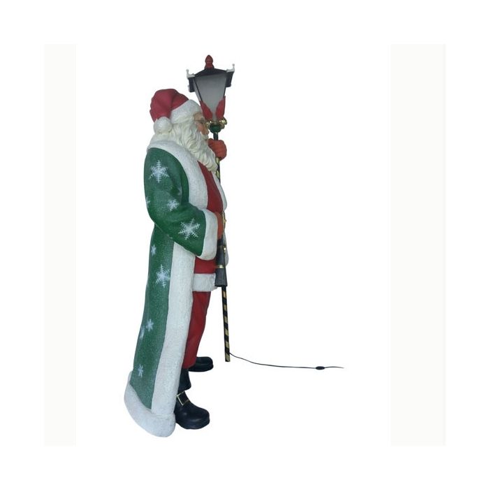 Königlicher Weihnachtsmann mit Umhang und elektirscher Laterne lebensgroß Deko- & Werbefigur, Beleuchtung