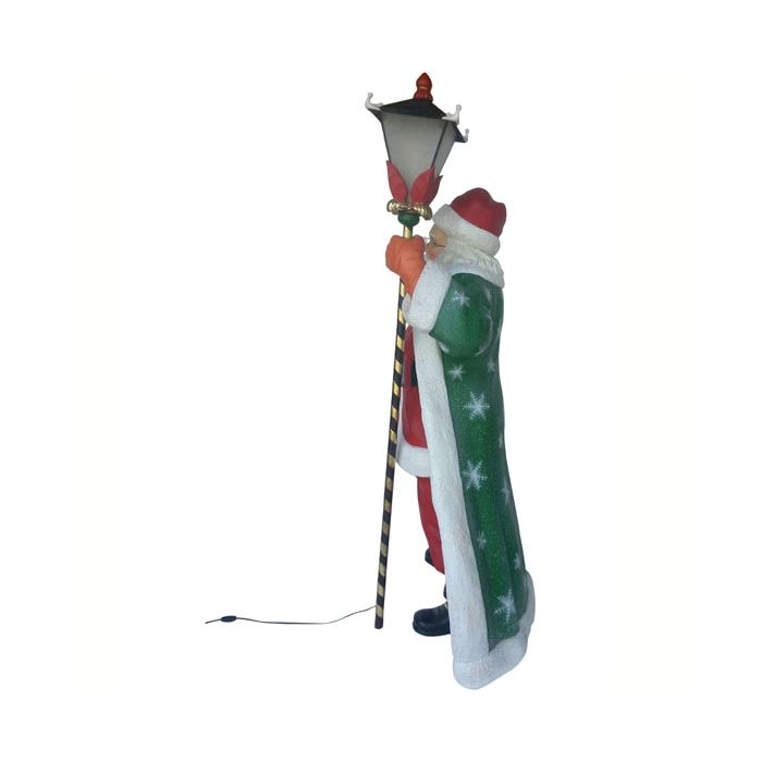 Königlicher Weihnachtsmann mit Umhang und elektirscher Laterne lebensgroß Deko- & Werbefigur, Beleuchtung