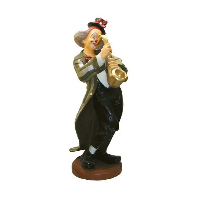 Clown mit Saxophon lebensgroß Dekorationsfigur