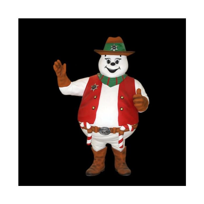 großer Schneemann als Sheriff mit Zuckerstangen lebensgroß Deko- & Werbefigur