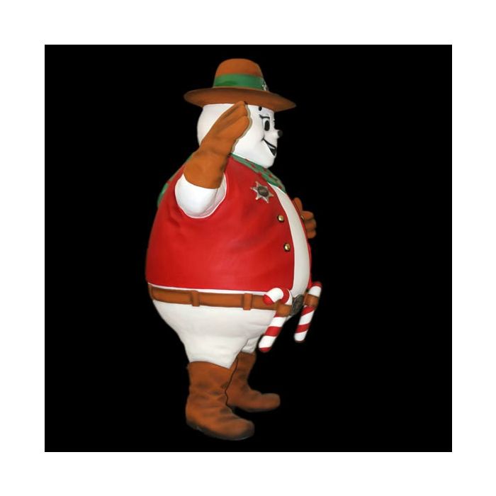 großer Schneemann als Sheriff mit Zuckerstangen lebensgroß Deko- & Werbefigur