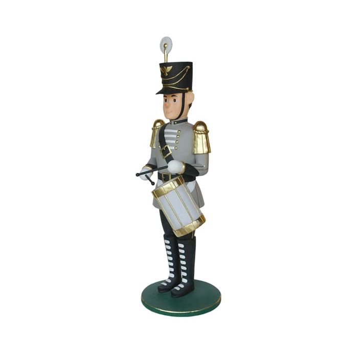 Großer grauer Nußknacker Soldat mit Trommel lebensgroß Deko- & Werbefigur