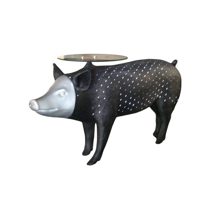 Schwarzes Schwein als Beistelltisch lebensgroß Dekorationsfigur, Tisch