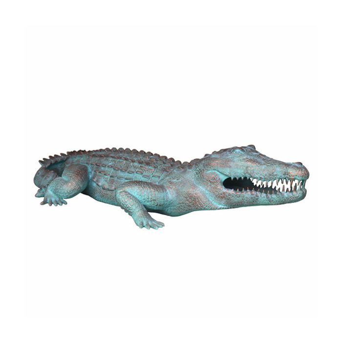bronzefarbendes Krokodil lebensgroß Dekorationsfigur