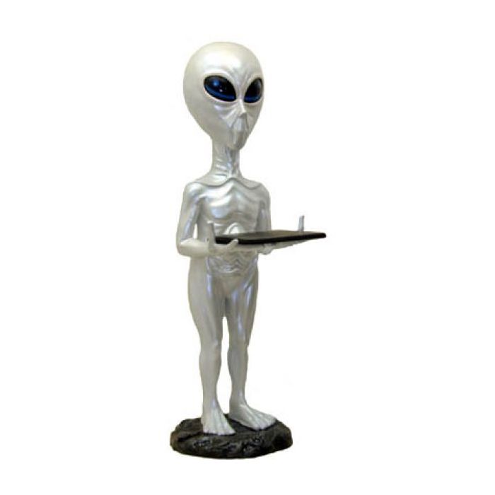 Alien mit Tablett lebensgroß Dekorationsfigur