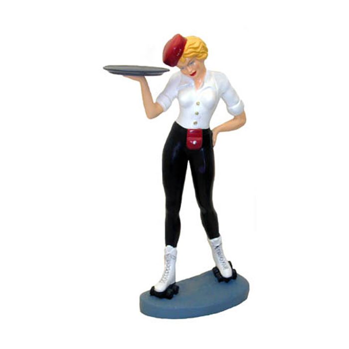 Kellnerin mit Rollschuhen verkleinert Dekorationsfigur