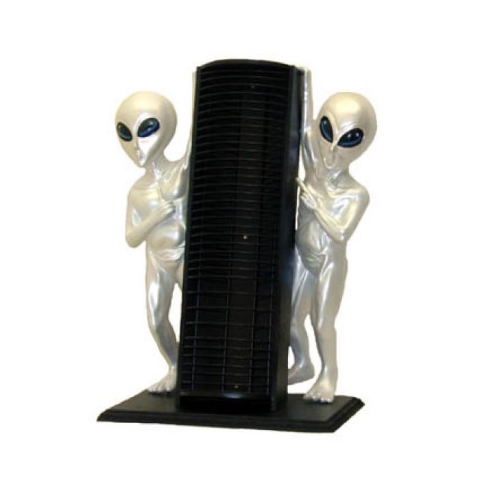 Aliens mit CD-Ständer lebensgroß Aufbewahrung