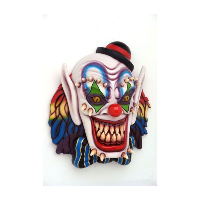 Angsteinflößende Clown Maske für Wand verkleinert Deko- & Werbefigur
