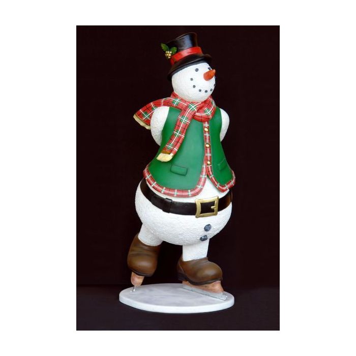 Schneemann auf Schlittschuhen lebensgroß Deko- & Werbefigur