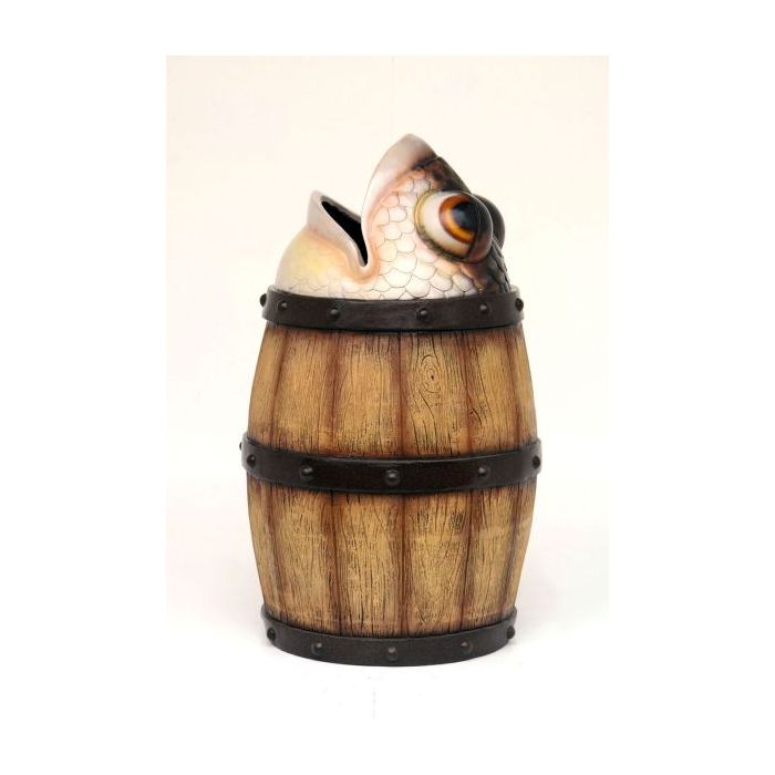 Abfalleimer Fass mit Fisch vergrößert Abfalleimer