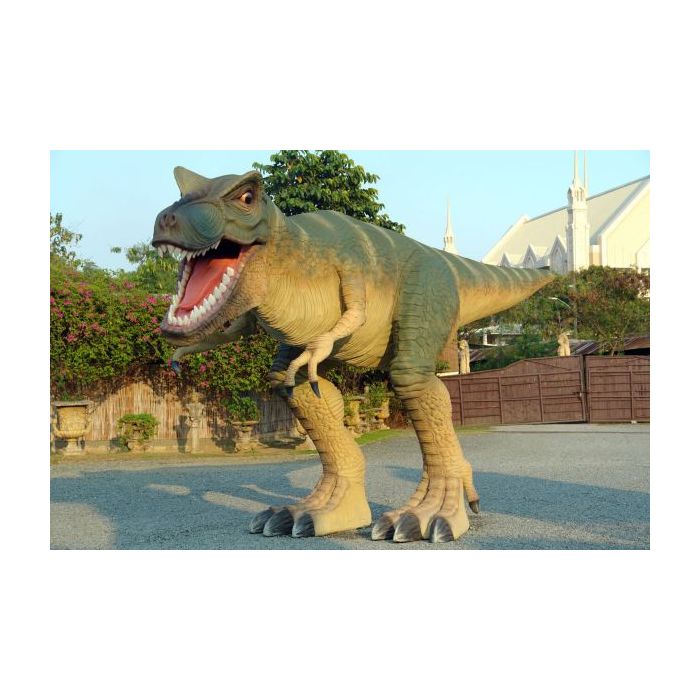 Lebensgroßer T-Rex in Angriffshaltung lebensgroß Deko- & Werbefigur