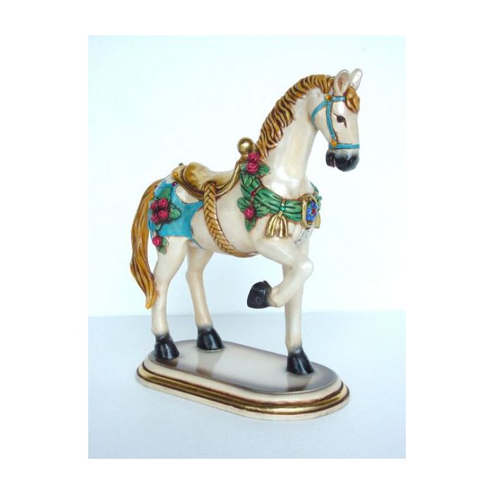 Pferd mit Blumen auf Sockel verkleinert Dekorationsfigur