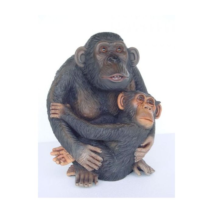 Affe mit Baby klein lebensgroß Dekorationsfigur