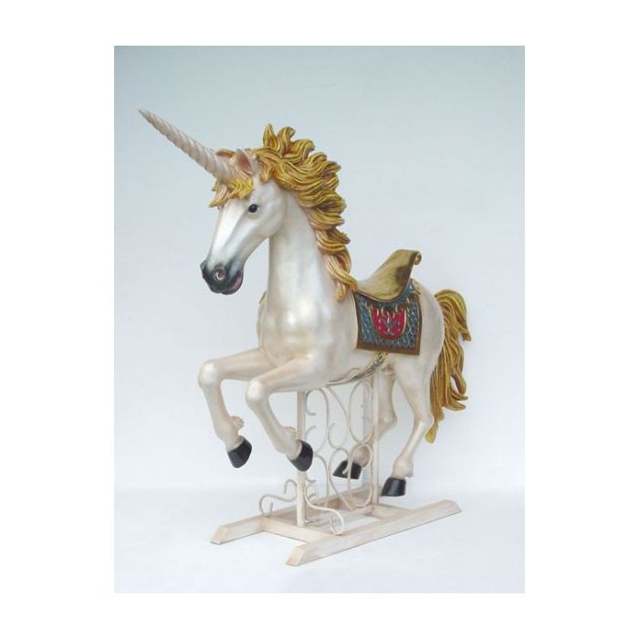 Großes nostalgisches Einhorn mit Metallständer lebensgroß Deko- & Werbefigur