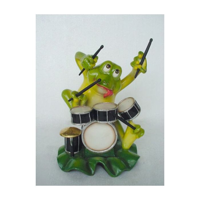 Frosch mit Schlagzeug verkleinert Dekorationsfigur