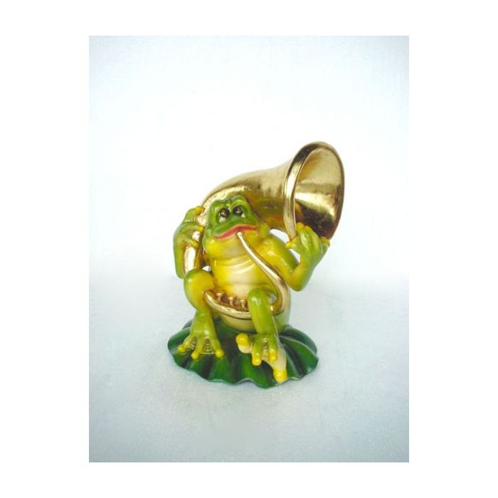 Frosch mit Posaune verkleinert Dekorationsfigur