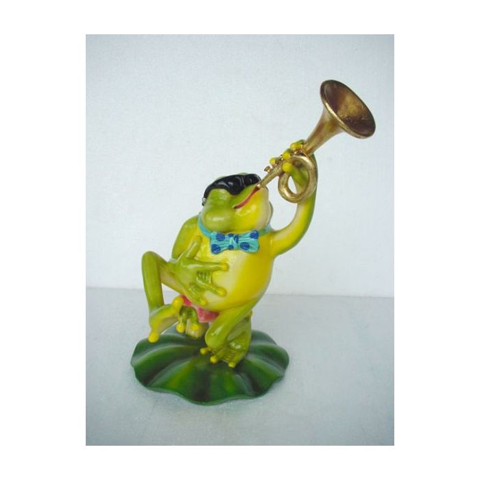Frosch mit Trompete verkleinert Dekorationsfigur
