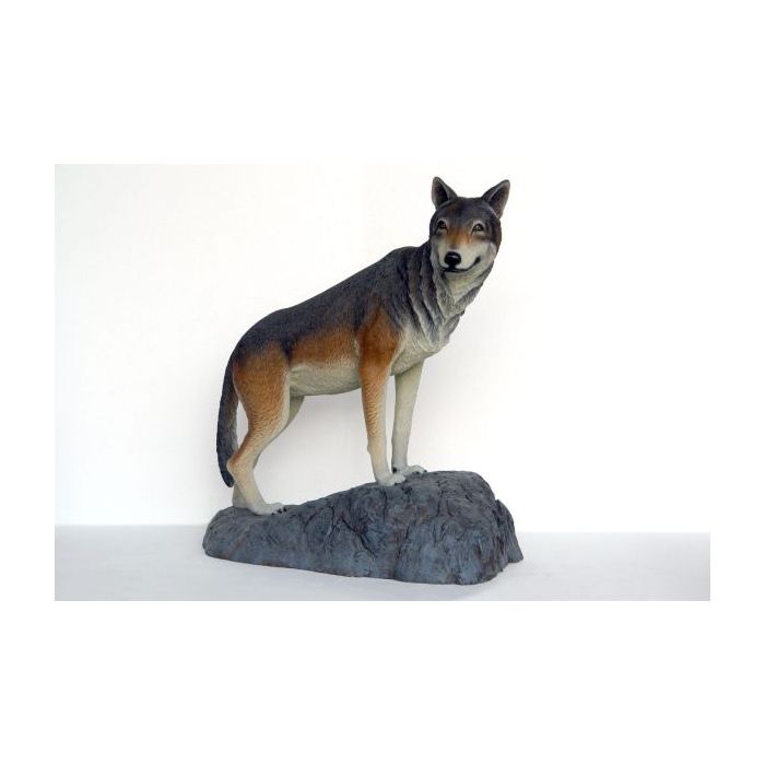 Wolf auf Felsen lebensgroß Deko- & Werbefigur