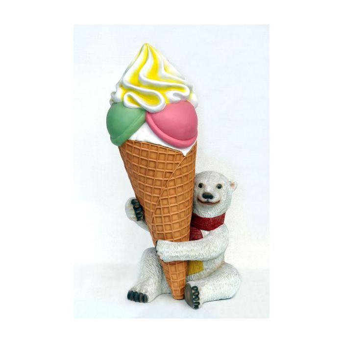 Kleiner Eisbär mit Eistüte 2 tlg. verkleinert Deko- & Werbefigur
