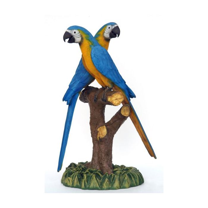 Blau-Goldenes Ara Pärchen lebensgroß Dekorationsfigur