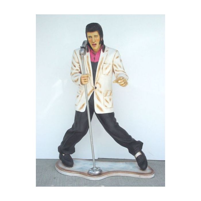 Elvisdouble mit Mikrofon lebensgroß Deko- & Werbefigur