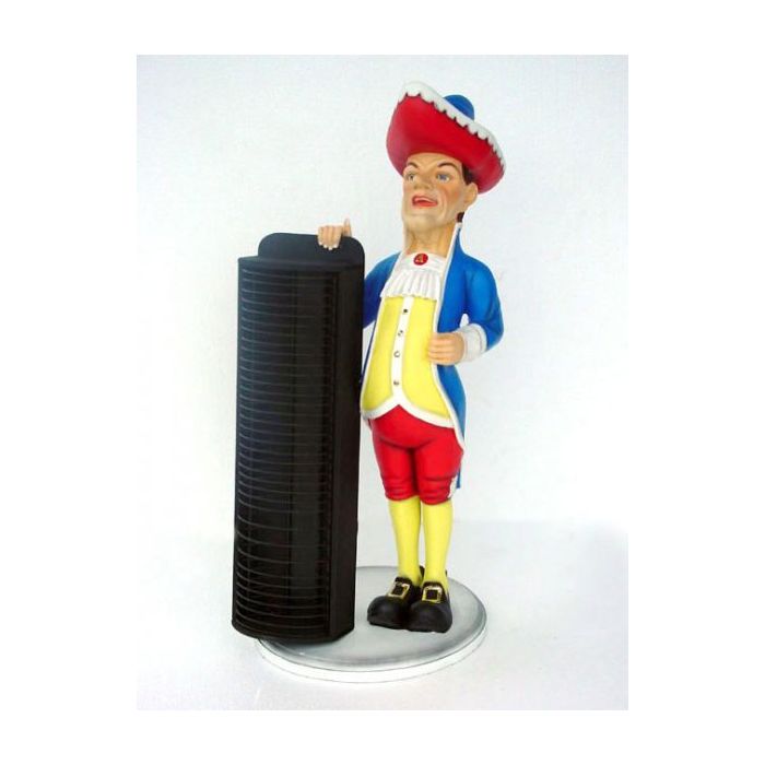 Englischer Kellner mit CD-Regal verkleinert Deko- & Werbefigur