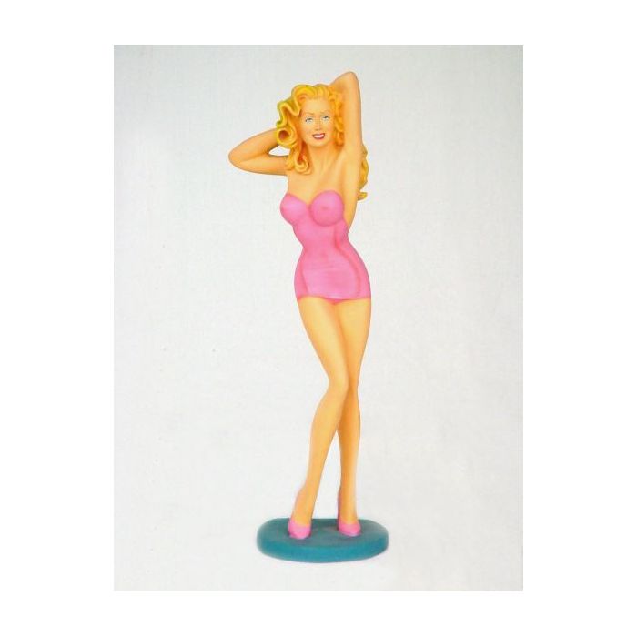 Sexy Girl im Pinken Kleid klein verkleinert Dekorationsfigur