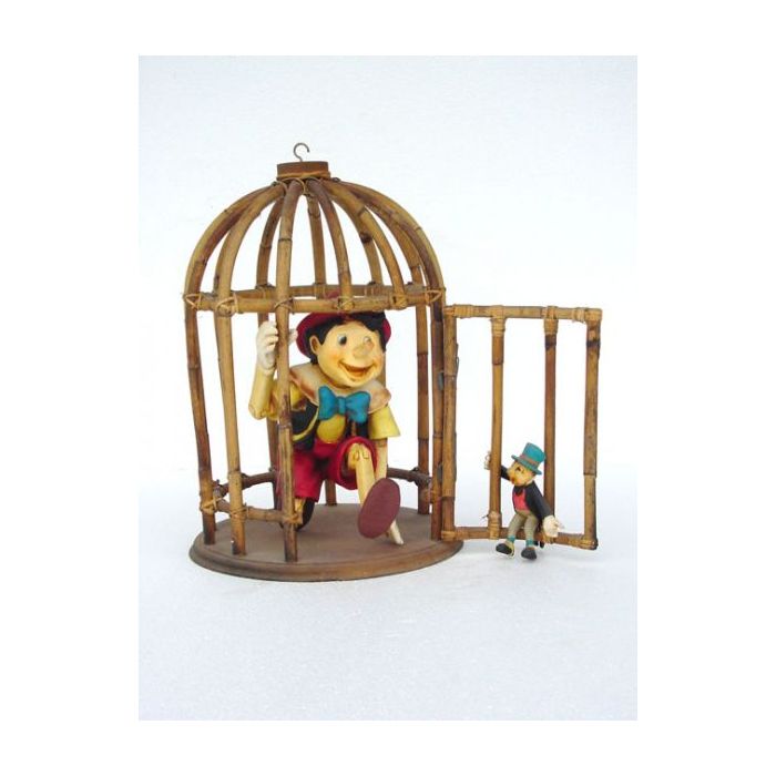 Pinocchio in Käfig verkleinert Dekorationsfigur