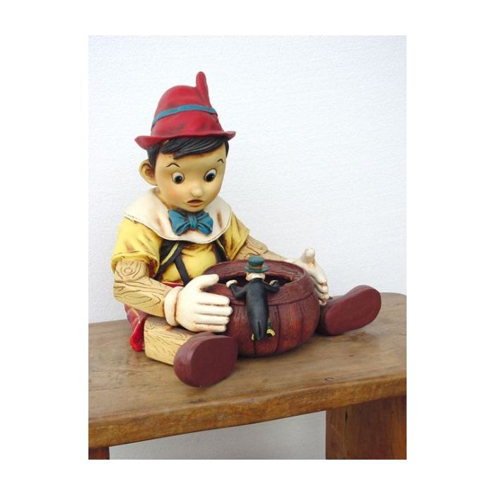 Pinocchio mit Süßigkeitentopf verkleinert Dekorationsfigur