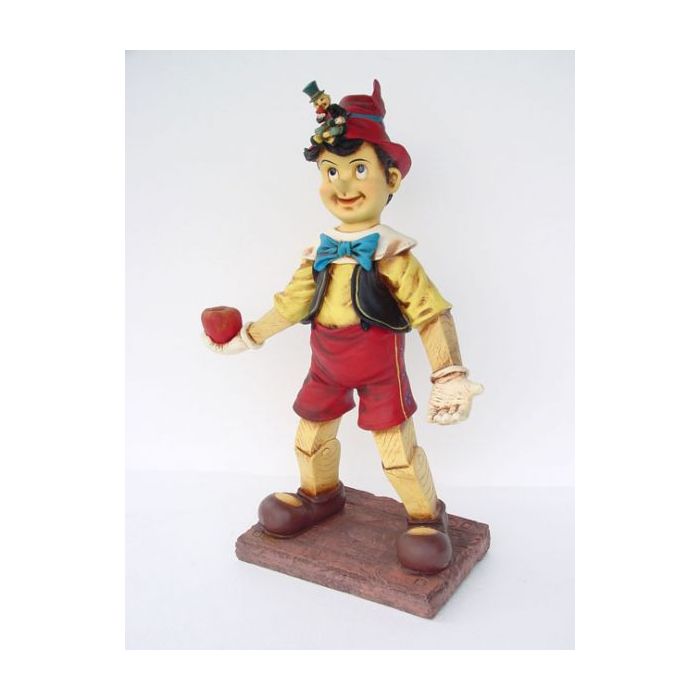 Pinocchio mit Apfel lebensgroß Dekorationsfigur