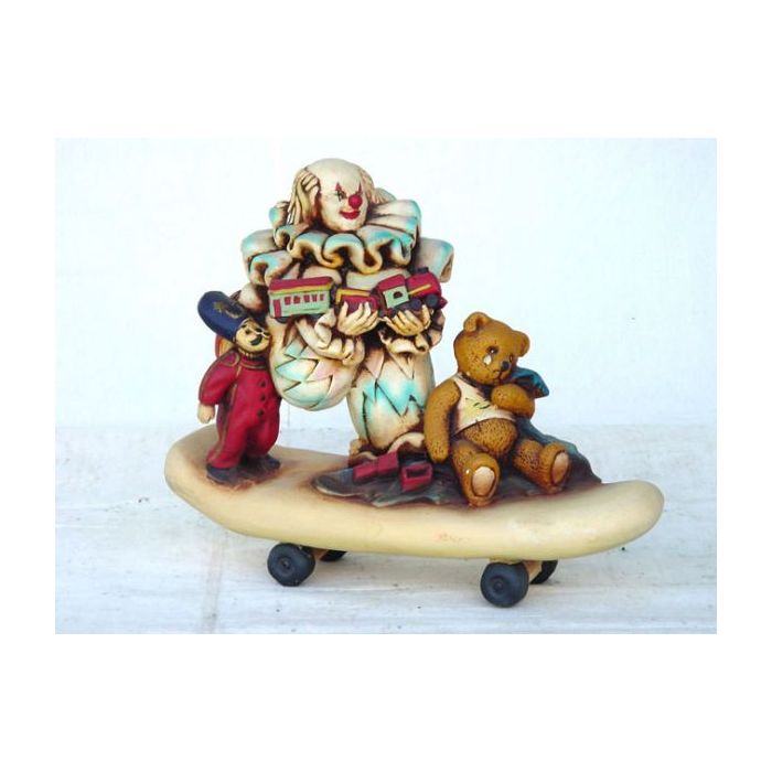 Clown auf Skateboard verkleinert Dekorationsfigur