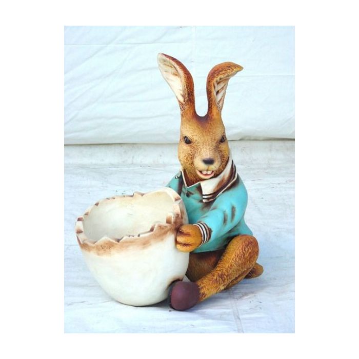 Osterhase mit Eierschüssel lebensgroß Dekorationsfigur
