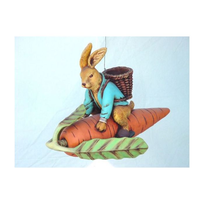 Osterhase auf Karotte lebensgroß Dekorationsfigur