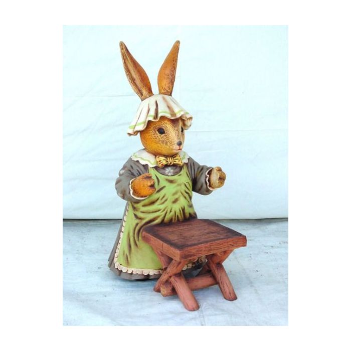Osterhäsin mit Tischchen vergrößert Dekorationsfigur