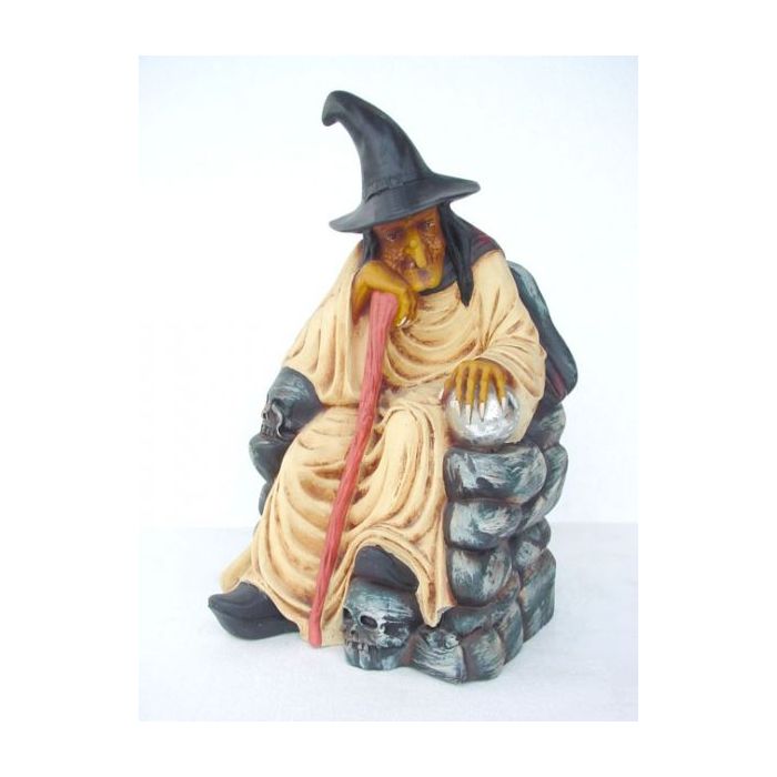 Hexe sitzend klein verkleinert Dekorationsfigur