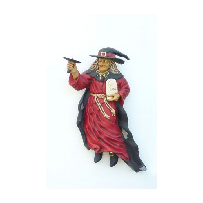 Hexe mit Kerzenhalter Rechts verkleinert Dekorationsfigur